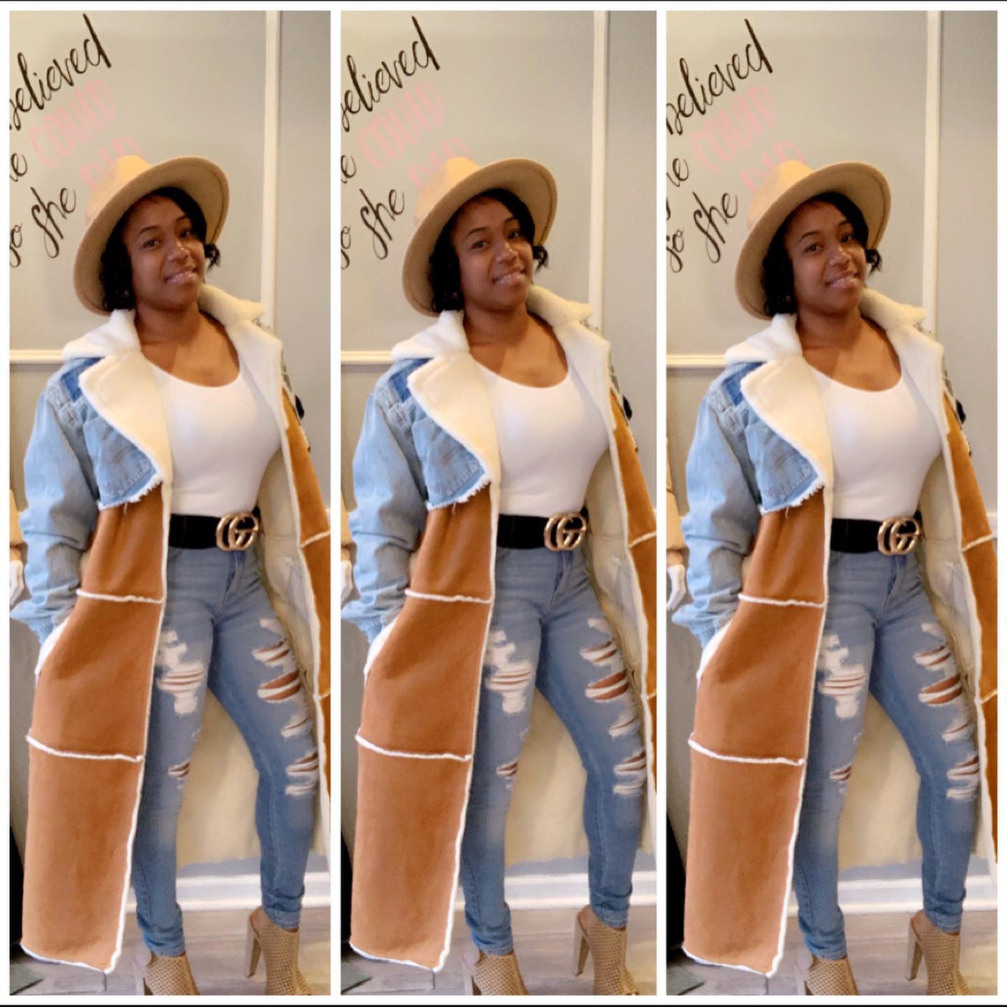 Denim wool coat